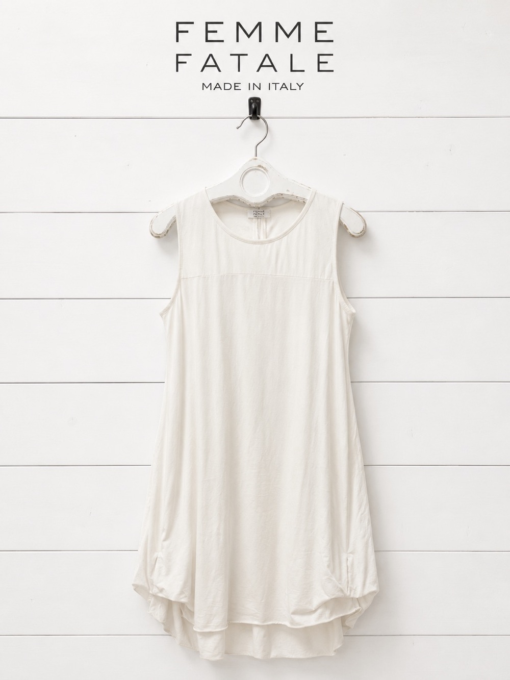 FEMME FATALE Made in Italy Ivory Sleeveless Tunic Dress Size M